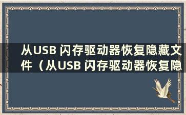 从USB 闪存驱动器恢复隐藏文件（从USB 闪存驱动器恢复隐藏文件夹）